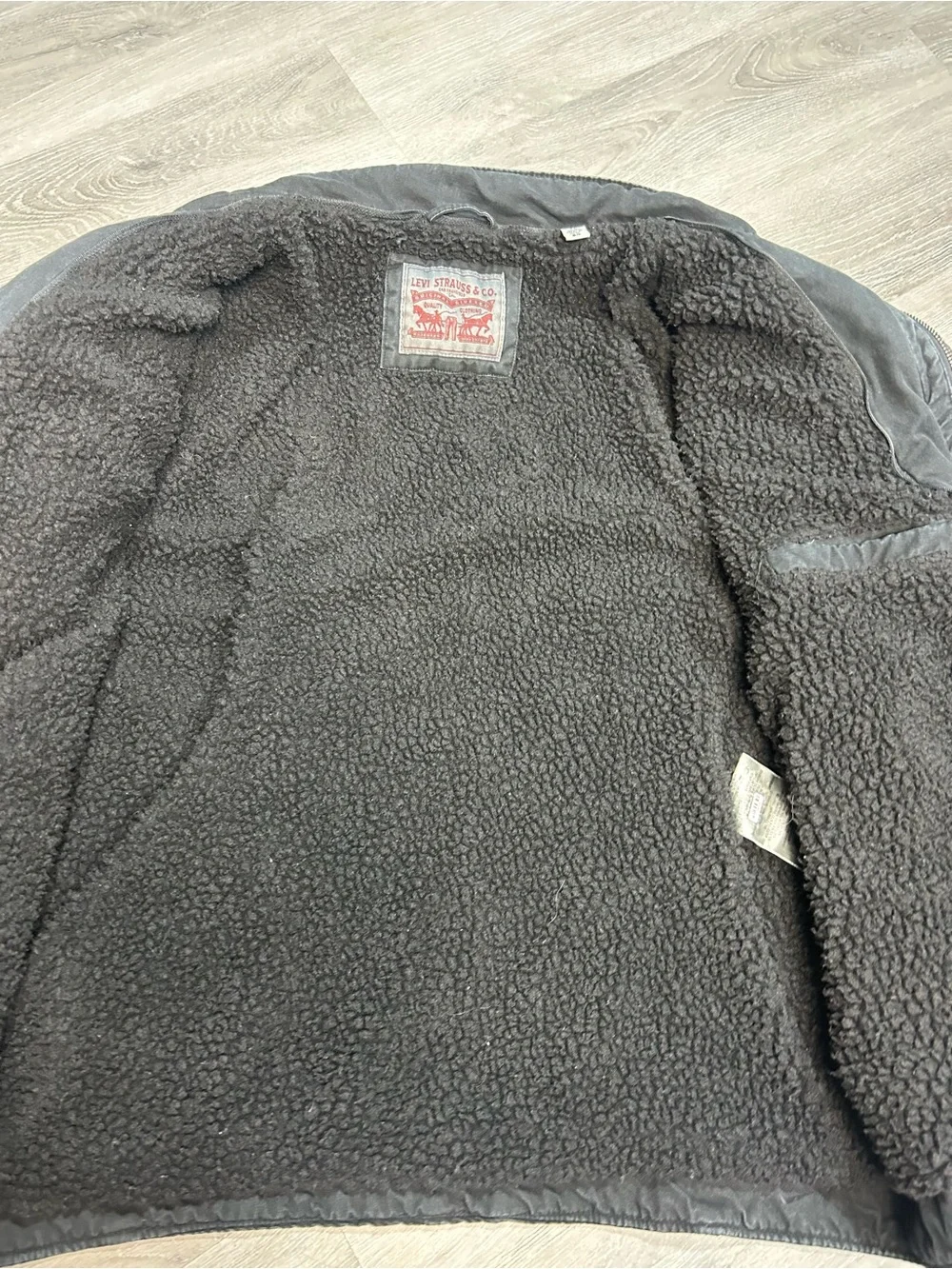 Levi Strauss Military Style Full Zip Black Sherpa Lined Jacket Mens Size XL